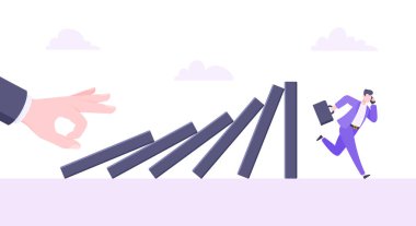Domino etkisi veya ticari korkaklık metaforu vektör çizimi kavramı.