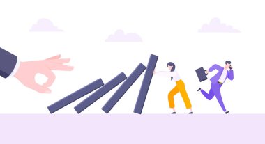 İş dayanıklılığı veya domino etkisi metafor vektör illüstrasyonu.