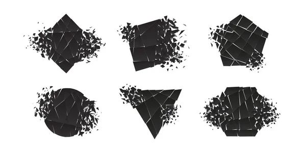 在白色背景上孤立的平面样式设计矢量图集的形状破碎和爆炸. — 图库矢量图片