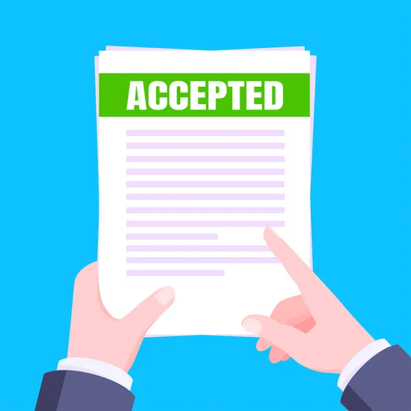 Courrier d'acceptation du collège ou de l'université avec enveloppe et feuilles papier. — Image vectorielle
