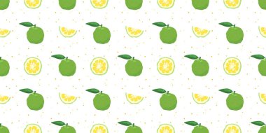 Yeşil yuzu Japon sitronu. Kusursuz desenli vektör çizimi..