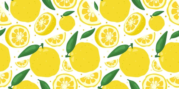 Yuzu japonais citron fruit motif sans couture illustration vectorielle isolé sur fond blanc. — Image vectorielle