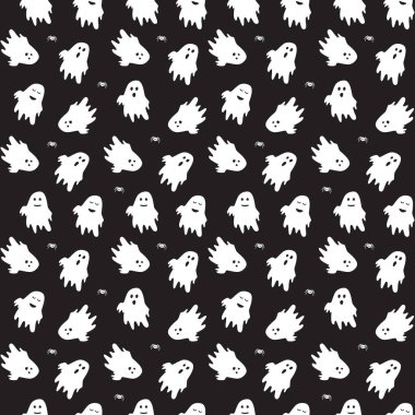 Tatlı hayalet bu tatil karakteri pürüzsüz desenli düz stil tasarım vektör çizimi
