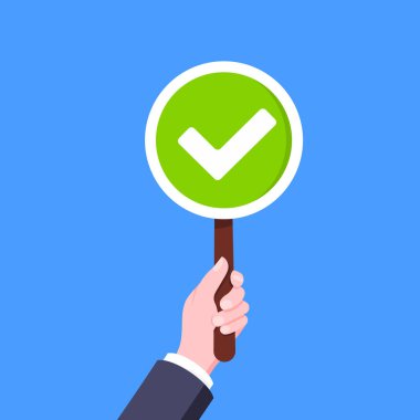 El kontrolü işareti işaretleri yuvarlak sancak iş konsepti düz stil tasarım vektör illüstrasyonu.