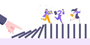 Domino etkisi veya ticari korkaklık metaforu vektör çizimi kavramı.