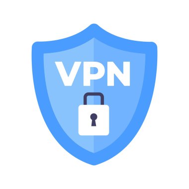 Kablosuz kalkan VPN Wi-Fi simgesi düz tasarım vektör çizimi.