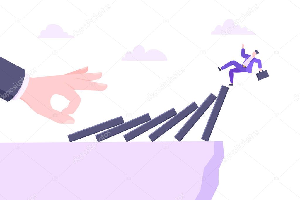 Domino effect or business crisis metaphor vector illustration concept.