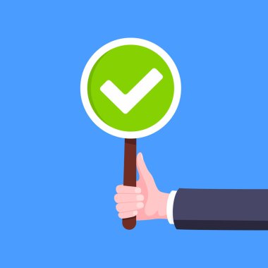 El kontrolü işareti işaretleri yuvarlak sancak iş konsepti düz stil tasarım vektör illüstrasyonu.