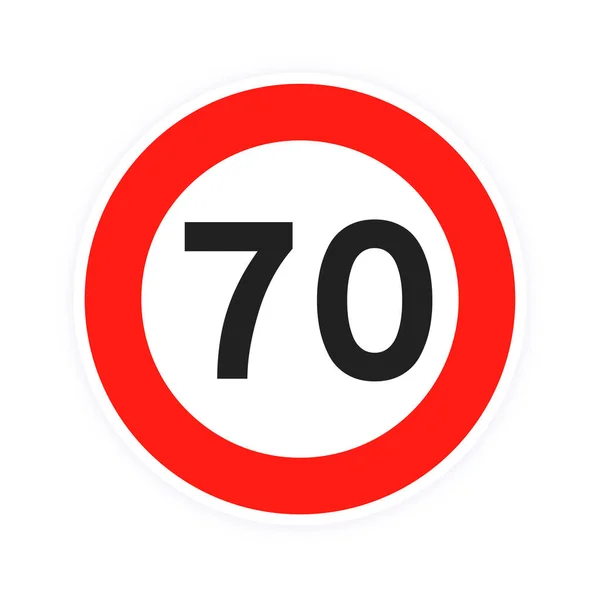 Tempolimit 70 Runde Straße Verkehrszeichen Zeichen flachen Stil Design Vektor Illustration. — Stockvektor