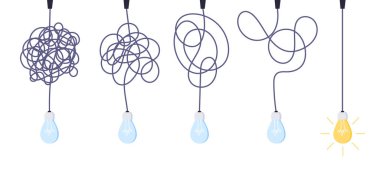 Kaos sadeleştirme, problem çözme ve iş çözümleri fikir arama kavramı vektör illüstrasyonu.