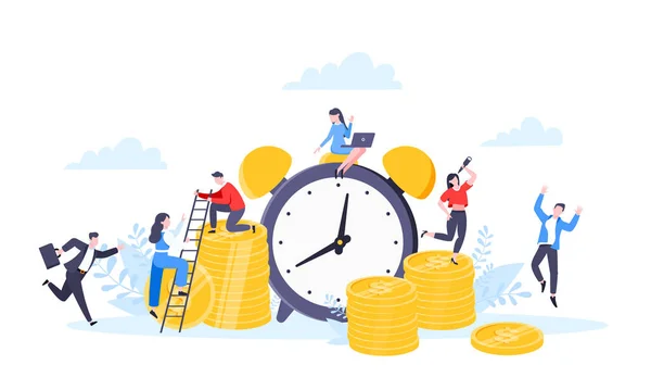Tempo é dinheiro ou economizar tempo conceito de negócio estilo plano ilustração vetorial isolado no fundo branco. — Vetor de Stock
