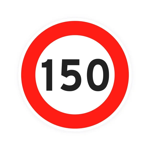 Speed limit 150 round road traffic icon sign flat style design vector illustration isolated on white background. — Stockvektor