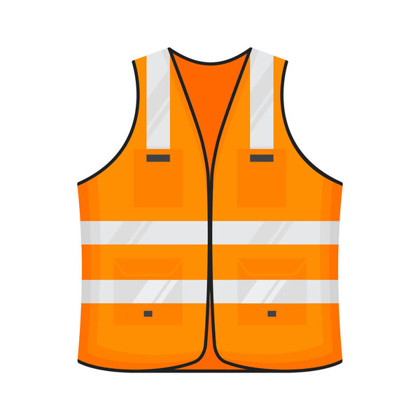 Safety reflective vest icon sign flat style design vector illustration.