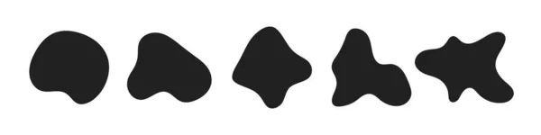 Abstrakt flüssig organisch schwarz unregelmäßige Fleck Formen flachen Stil Design Fluid Vektor Illustration Set. — Stockvektor