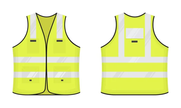 Veste réfléchissante de sécurité icône signe plat design vectoriel illustration set. — Image vectorielle