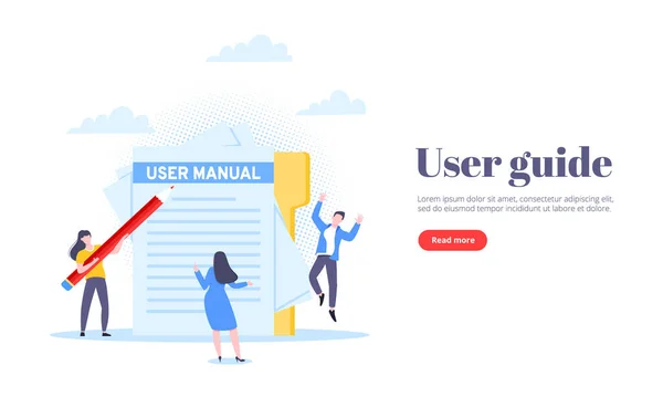 ユーザーマニュアルガイドブックフラットスタイルデザインベクトルイラスト. — ストックベクタ