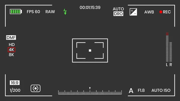 カメラファインダービデオやフォトフレームレコーダーフラットスタイルのデザインベクトルイラスト. — ストックベクタ