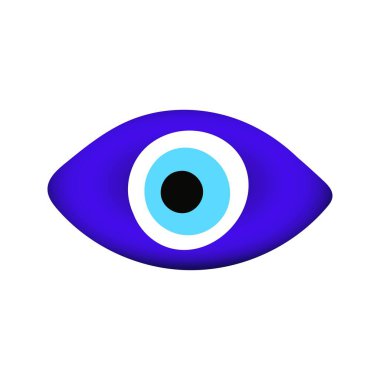 Mavi doğulu kem göz sembolü düz stil tasarım vektörü çizimi.