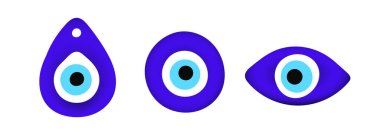 Blue oriental evil eye symbol amulet flat style design vector illustration isolated on white background. clipart