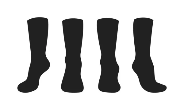 Schwarze Socken Vorlage Attrappe flachen Stil Design Vektor Illustration Set. — Stockvektor