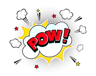 Çizgi roman konuşma baloncuğu yarım ton gölge metin ifadesi retro çizgi roman tarzı düz tasarım.