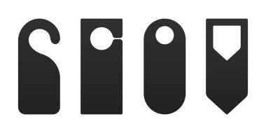 Otel kapısı askısı etiketleri şablon işaretleri düz stil tasarım vektör ilüstrasyonunu ayarlayın.