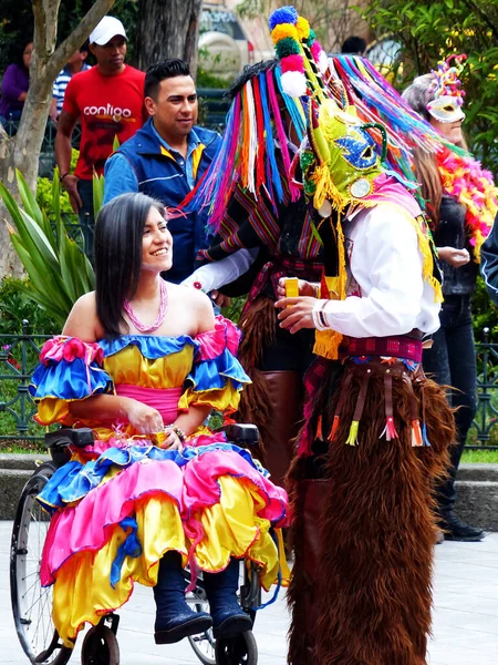 Cuenca Εκουαδόρ Φεβρουαρίου 2016 Νέα Πανέμορφη Γυναίκα Αναπηρική Καρέκλα Ντυμένη — Φωτογραφία Αρχείου