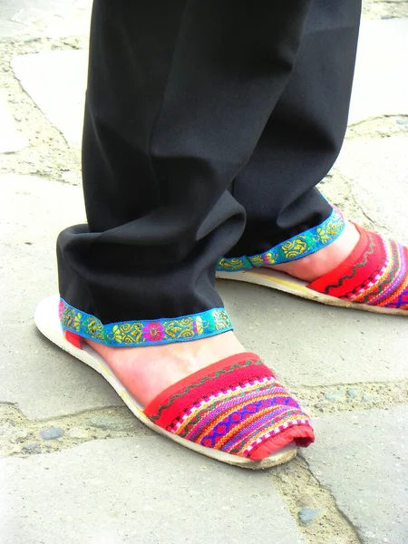 Πόδια Ιθαγενών Χορευτών Alpargatas Που Είναι Παραδοσιακά Παπούτσια Της Περιοχής — Φωτογραφία Αρχείου