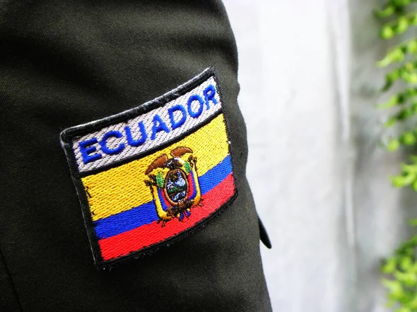 Bandera Uniforme Del Ejército Ecuatoriano Brazo Soldados — Foto de Stock