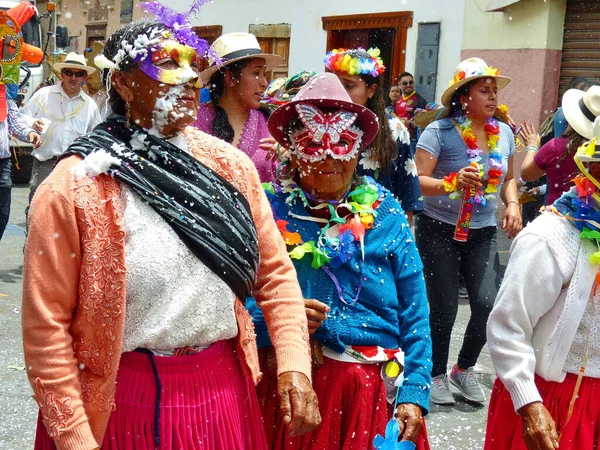 Cuenca Ecuador Febrero 2020 Desfile Carnaval Ciudad Cuenca Mujeres Mayores — Foto de Stock