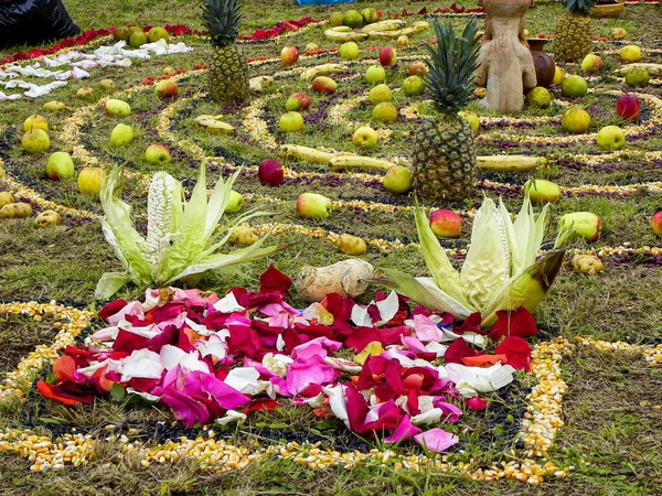 Details Chacana Chakana Andean Cross Ceremony Homage Pachamama Mother Earth — ストック写真