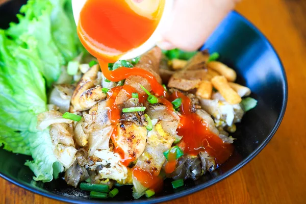 Thai Stir Nouilles Frites Poulet Fruits Mer — Photo