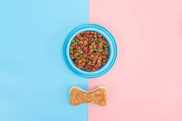Cibo Animali Domestici Snack Con Spazio Copia Sfondo Colori — Foto Stock
