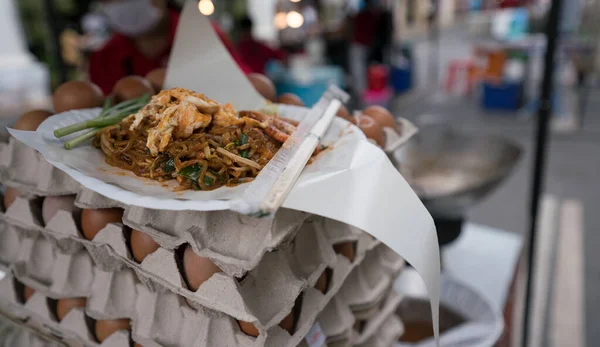 Pad Thai Comida Tailandesa Concepto Comida Callejera — Foto de Stock