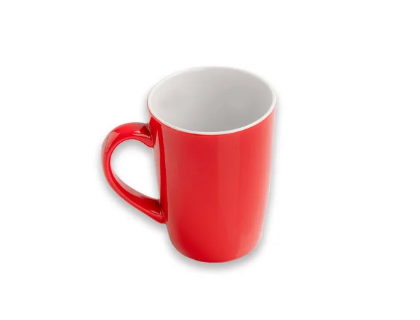 Taza Roja Para Bebida Caliente Con Camino Recorte Taza Café — Foto de Stock