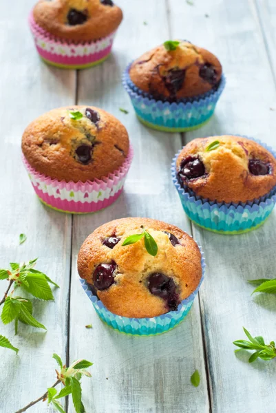 Muffins with cherry — Stock Photo, Image