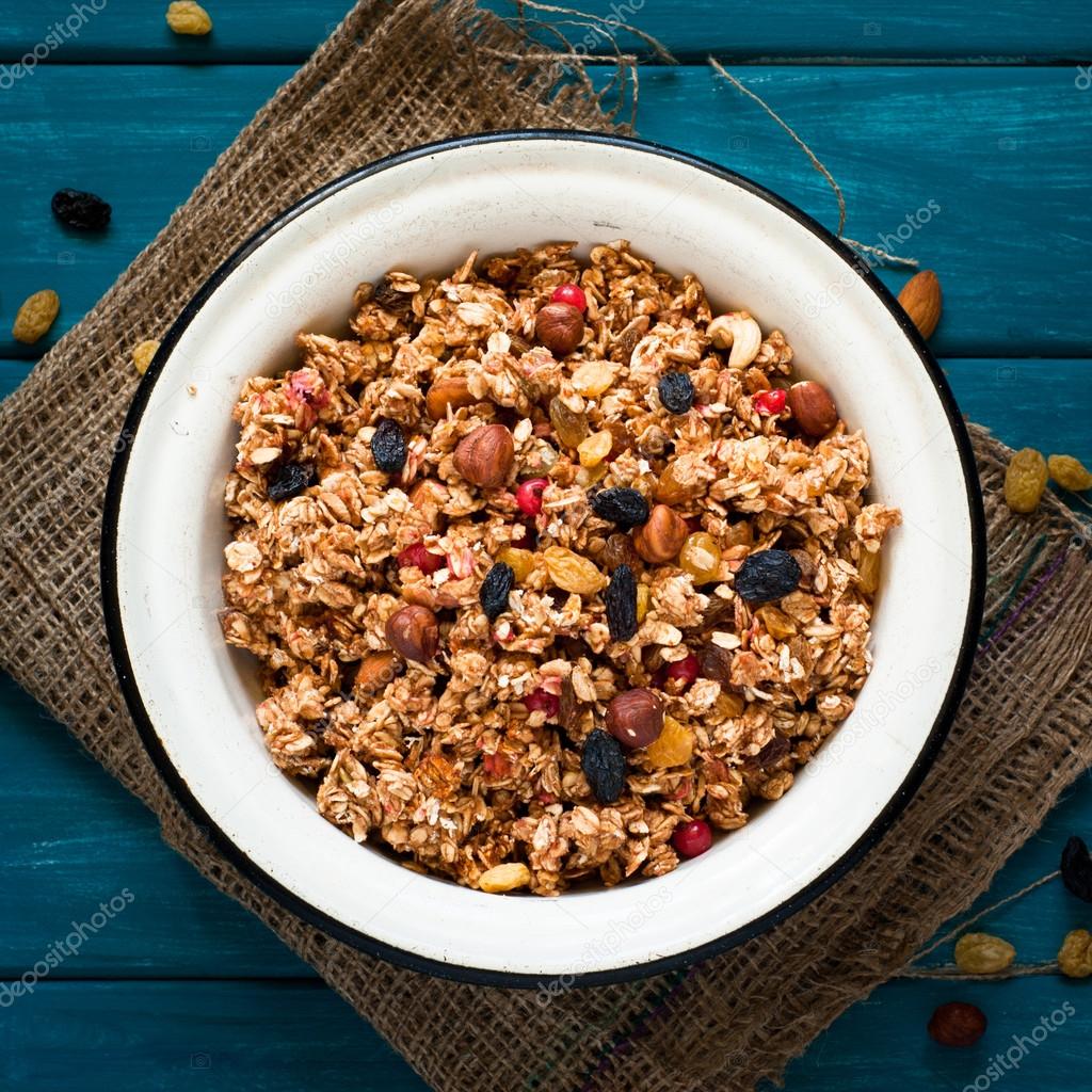 Granola and ingredients.