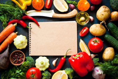 Yemek yapmak için malzemeler.