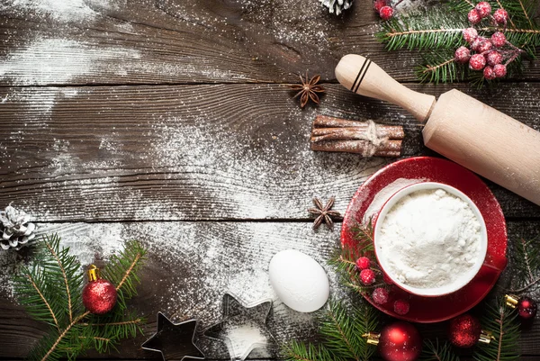 Zutaten zum Kochen von Weihnachtsgebäck — Stockfoto