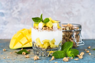 Yoğurtlu parfe, mango ve granola..