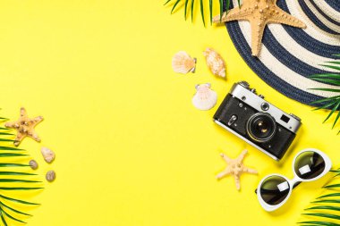 Yaz seyahati konsepti düz görünüm.