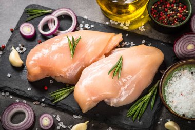 Siyah masada baharatlı tavuk filetosu..