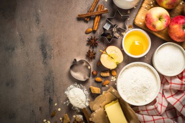 Sonbahar pişirmek için gerekli malzemeler. Üst görünüm.