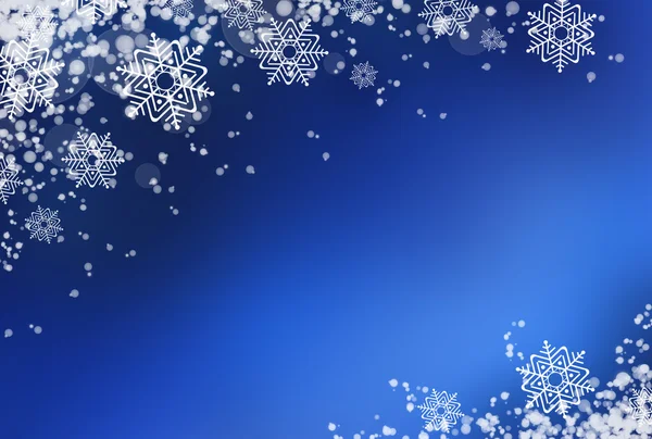 Blauwe winter achtergrond met sneeuw — Stockfoto