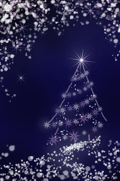 Vánoční strom v pozadí noční oblohy — Stock fotografie