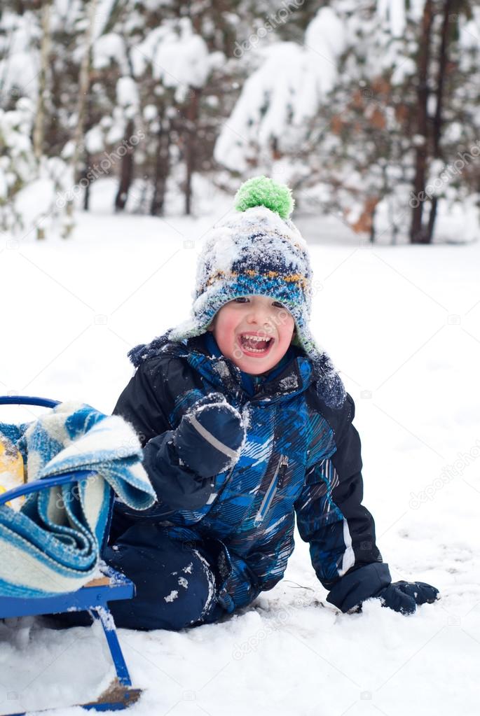 Happy boy in the snow