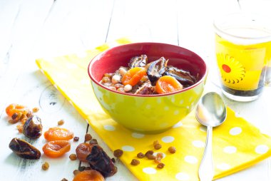 Oatmeal with dried fruit clipart