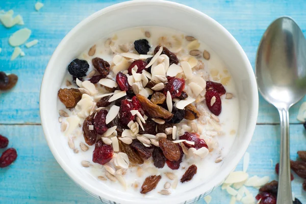 Farina d'avena con frutta secca . — Foto Stock