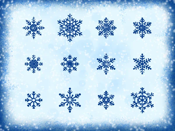 Flocos de neve azuis diferentes — Fotografia de Stock