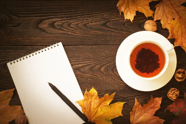 Podzimní horký čaj — Stock fotografie